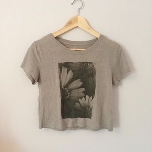 Gray Crop Top with Floral Design